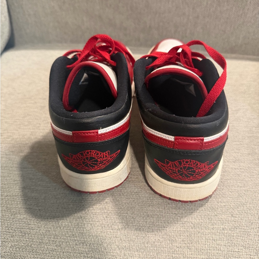 Nike Women's Air Jordan 1 Red and White Sneakers - Picture 4 of 5